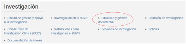 Actualización página web de la Biblioteca del HUVN