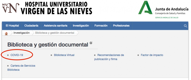 Nuevo apartado en la web de la Biblioteca que recopila información de referencia relacionada con el nuevo Coronavirus (COVID-19)