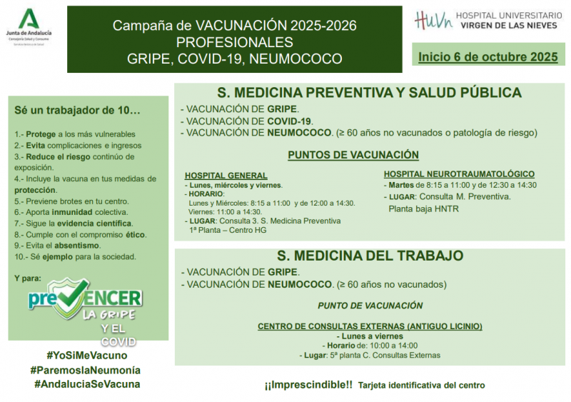 Comienza la campaña de vacunación de los profesionales