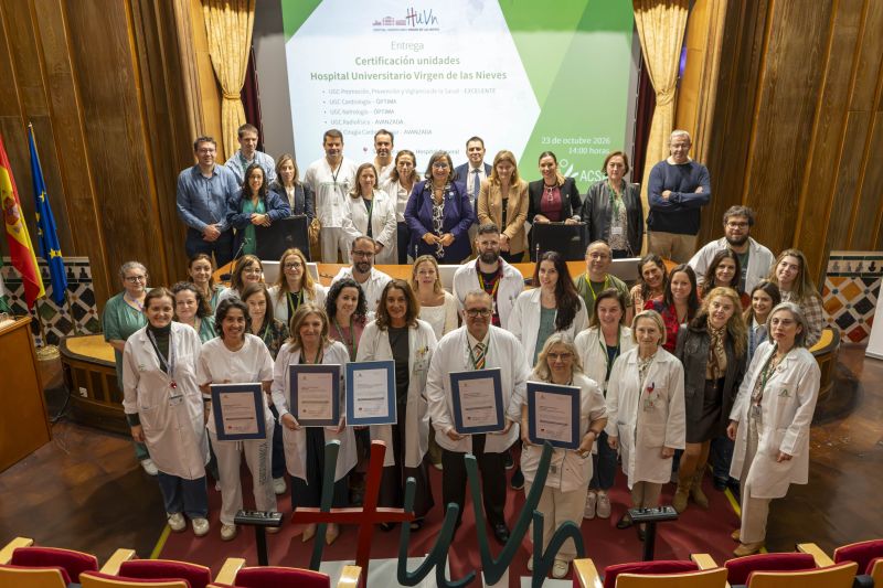 Cinco unidades del Virgen de las Nieves reciben el distintivo de Calidad Sanitaria de Andalucía